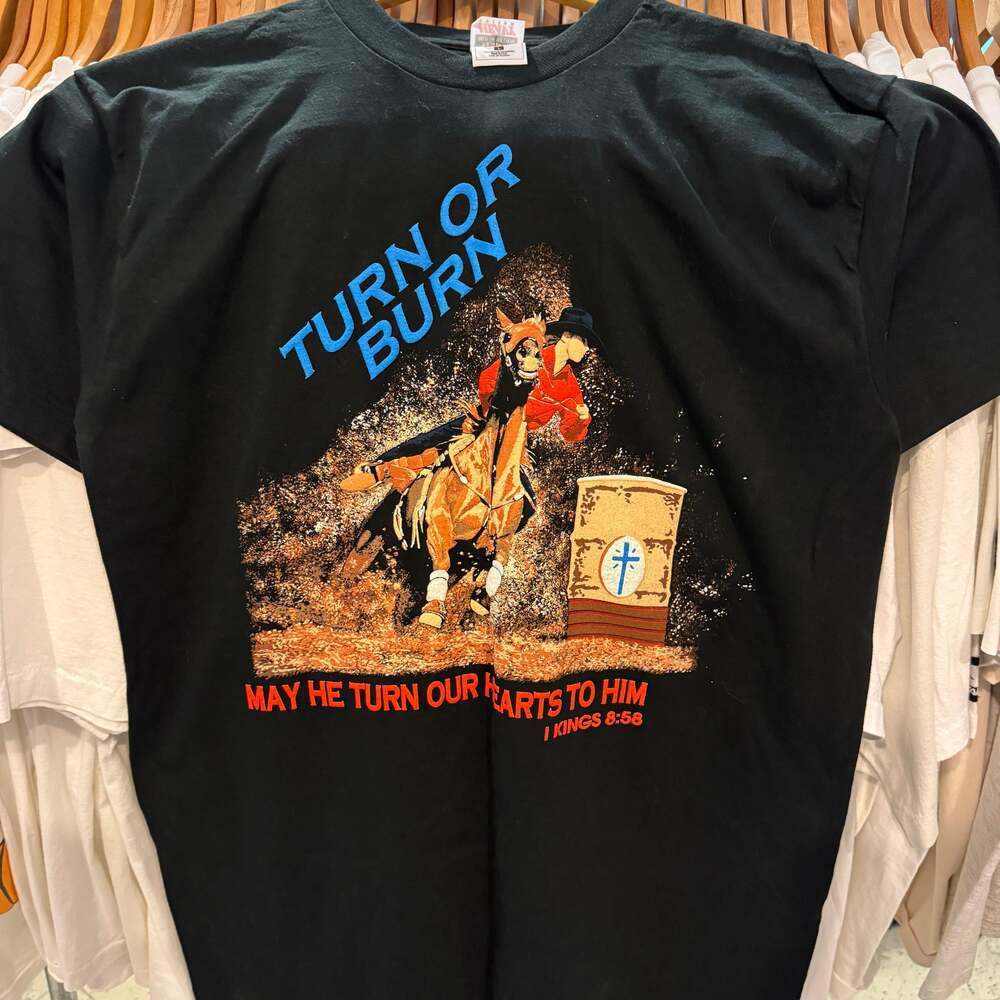 Vintage T-Shirt Barrel Racing Turn and Burn Rodeo Graphic Tee